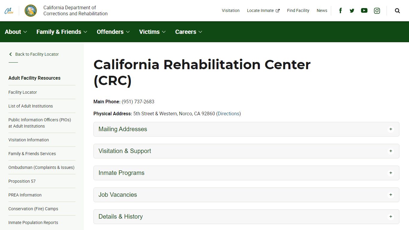 California Rehabilitation Center (CRC) - California Department of ...